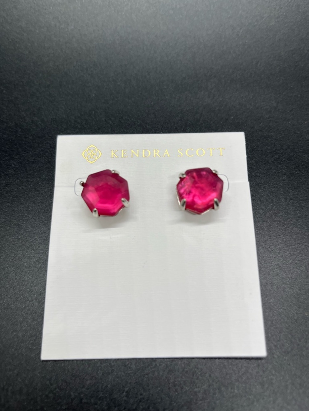 Kendra Scott Fuchsia Octagon Faceted Stud Earrings